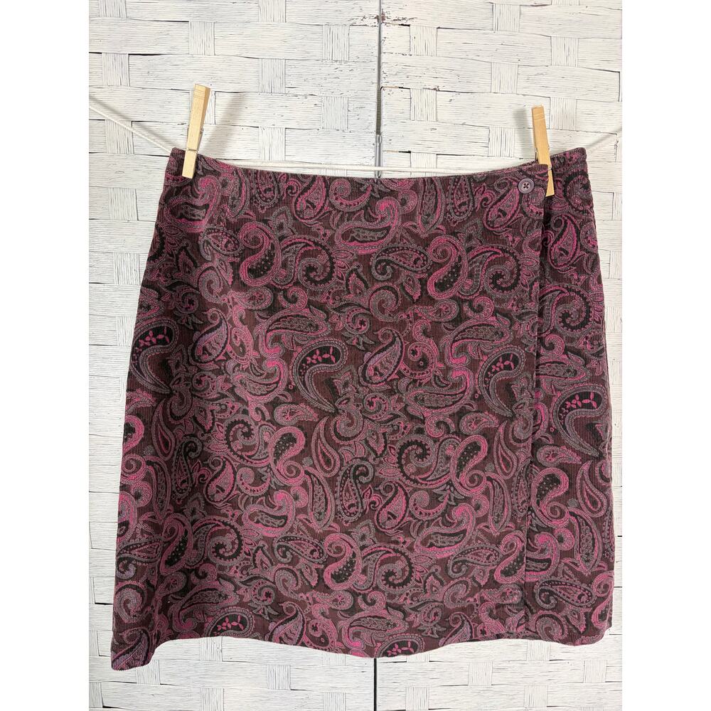 Style & Co womens skirt wrap‎ corduroy paisley midi academia dark romantic